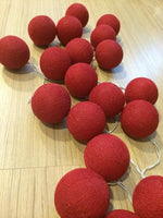 All Red Noir Cotton Ball 5cm Ball - 3 Metre Battery Powered -  fairy party room lights decor