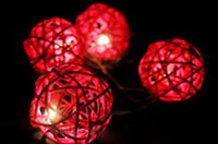 Natural Red  Wicker Rattan Ball Style -Battery Powered -  fairy lights