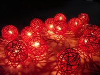 Natural Red  Wicker Rattan Ball Style -Battery Powered -  fairy lights