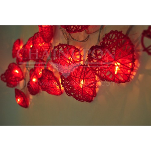 Rattan heart discount string lights