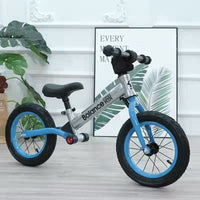 Kids Balance Bike 2-6 Year Old - Silver Blue - 12 inch wheels - Racing Speed Design - Toddler to Child