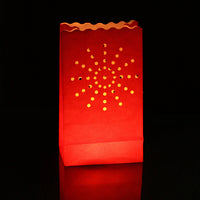 Red Sun Rays Lantern Tealight Candle Paper Bags - Party Decoration - 10 Pack