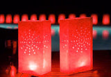 Red Sun Rays Lantern Tealight Candle Paper Bags - Party Decoration - 10 Pack
