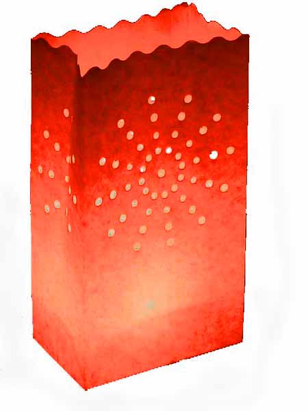 Red Sun Rays Lantern Tealight Candle Paper Bags - Party Decoration - 10 Pack