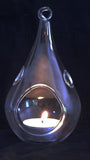 12cm Tear Drop Hanging Glass Tealight Candle Holder- Outdoor or Indoor - Event Decoration