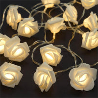 White roses table decoration or centrepiece - battery powered string fairy lights