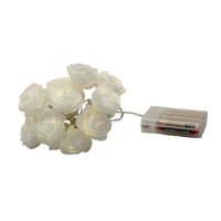 White roses table decoration or centrepiece - battery powered string fairy lights