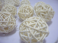 White Cane Rattan 6cm Ball - LED Bulb fairy lights