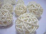 White Cane Rattan 6cm Ball - LED Bulb fairy lights